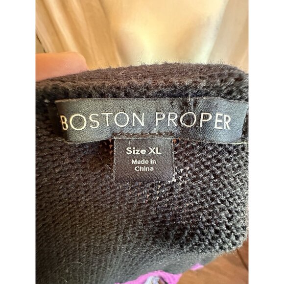 Boston Proper Pink Teal Black Stripe Crochet Duster Cardigan Sweater Sz XL - Picture 12 of 14